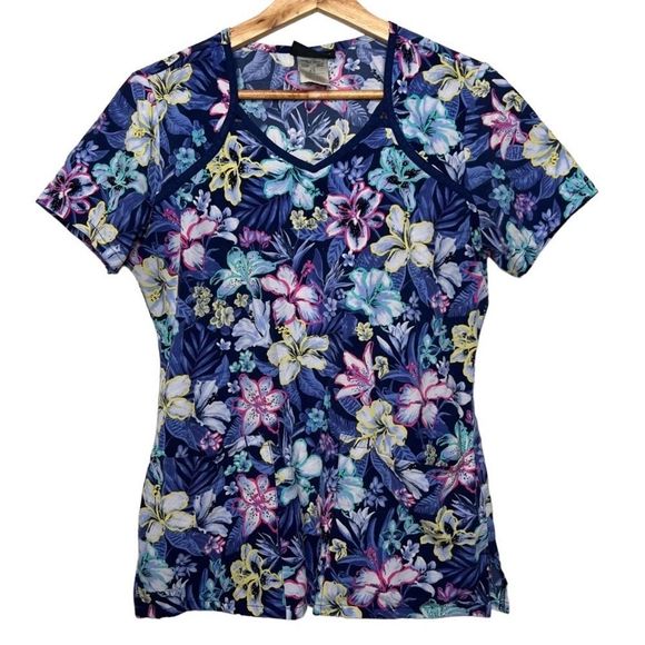 T-shirt Basique Cherokee Fille – Bleu Floral – Manches Longues – Taille 6-7 Ans